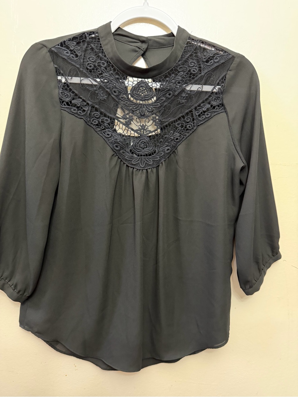 by & by Black Lace Yoke Blouse